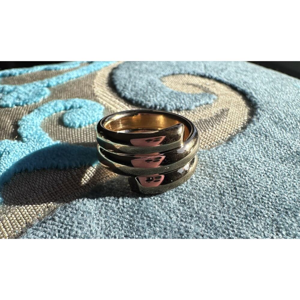 ⭐️ Milor 14K Yellow Gold Resin Filled Twist Bands Ring Italian Luxury NWT